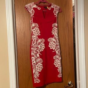 Red Lace Midi Dress Size 6